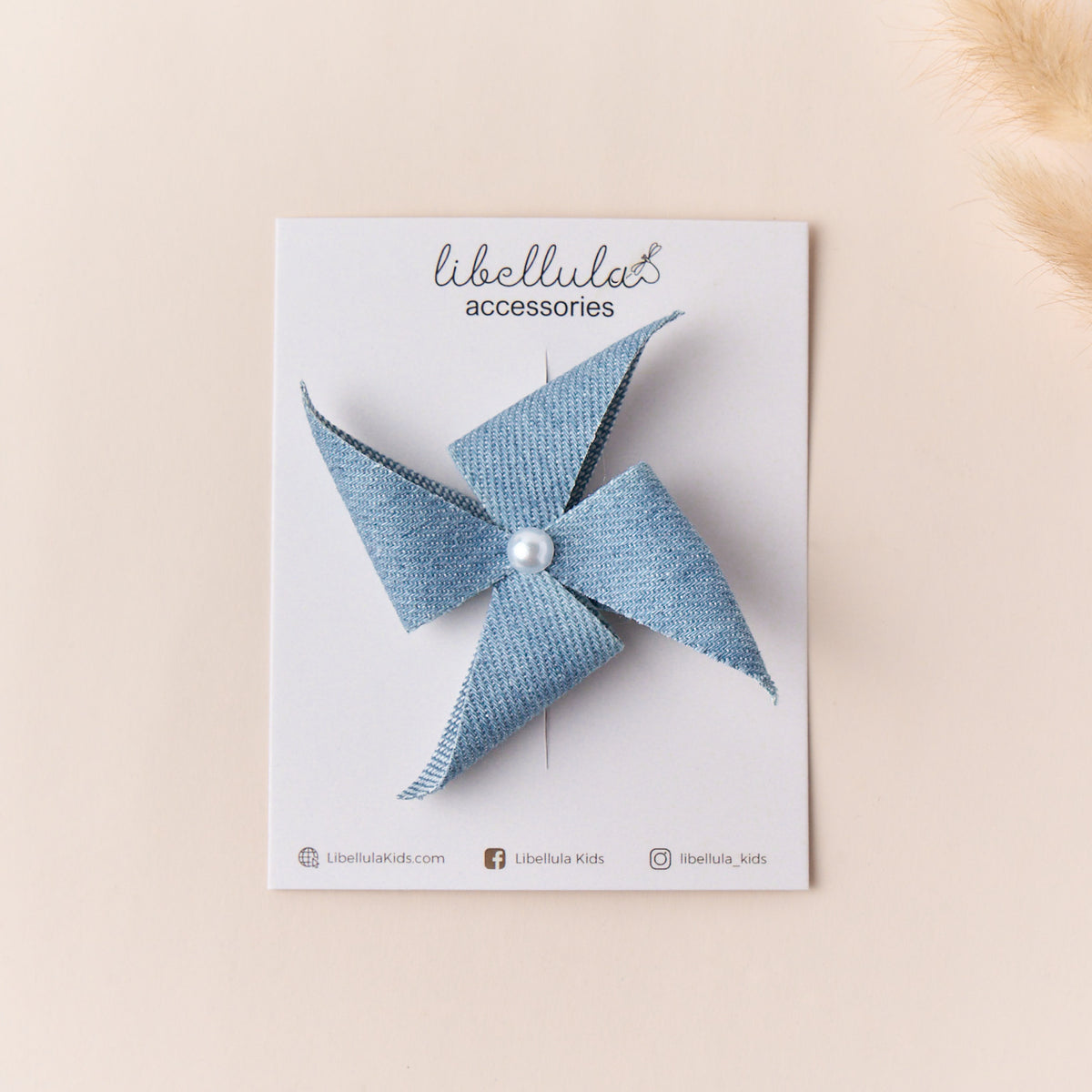 Libellula - Handmade Pinwheel Denim Hair Clip