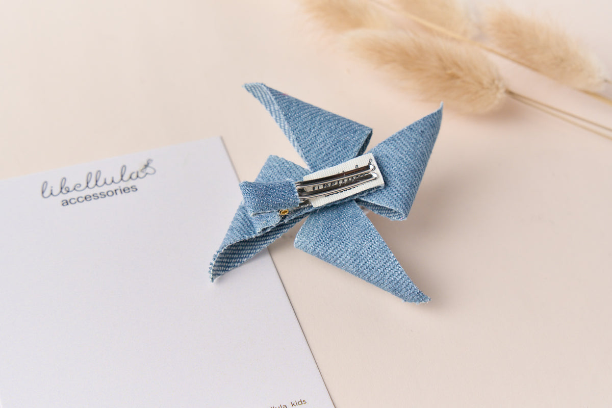 Libellula - Handmade Pinwheel Denim Hair Clip