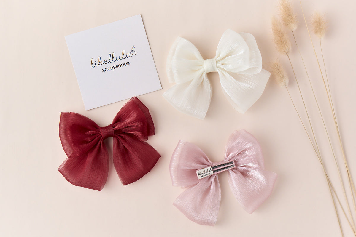 Libellula - Handmade Sparkling Chiffon Holiday Bow Clip