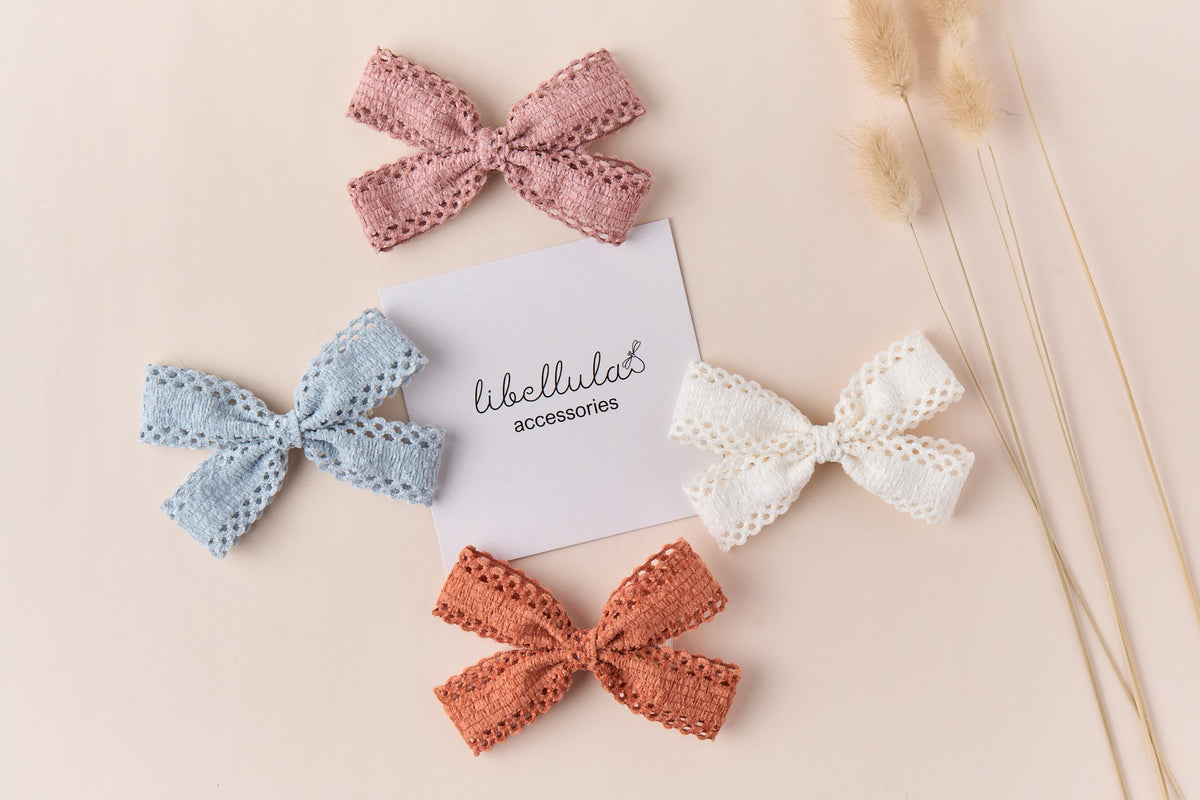 Libellula - Four-Petal Felt Bow Hair Clip