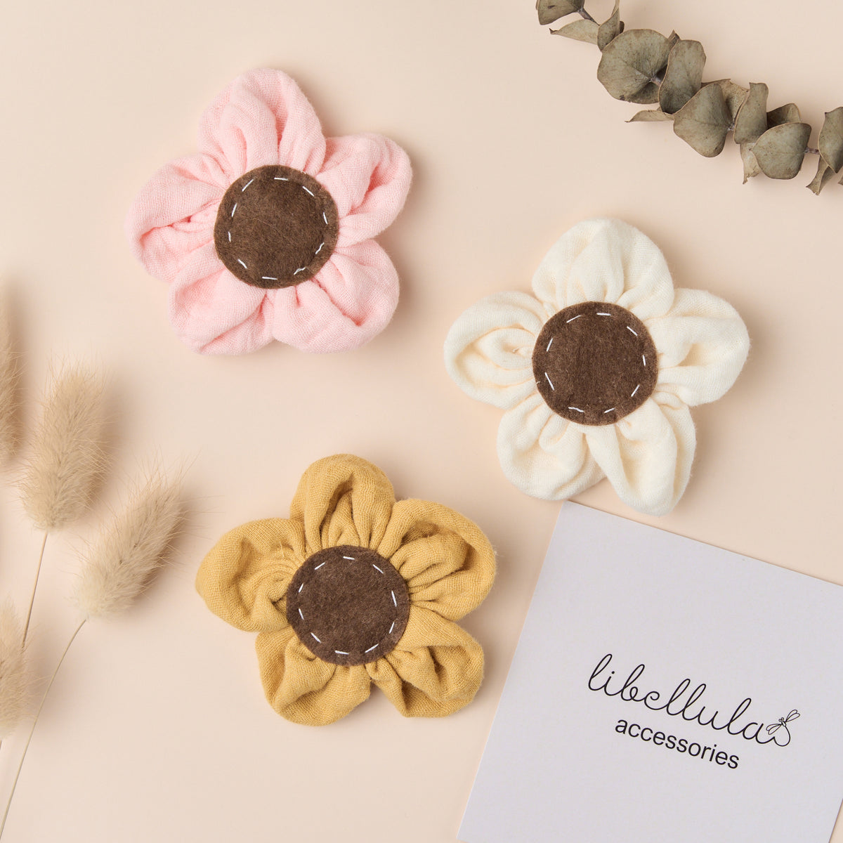 Libellula -  Muslin Fabric Flower Hair Clip