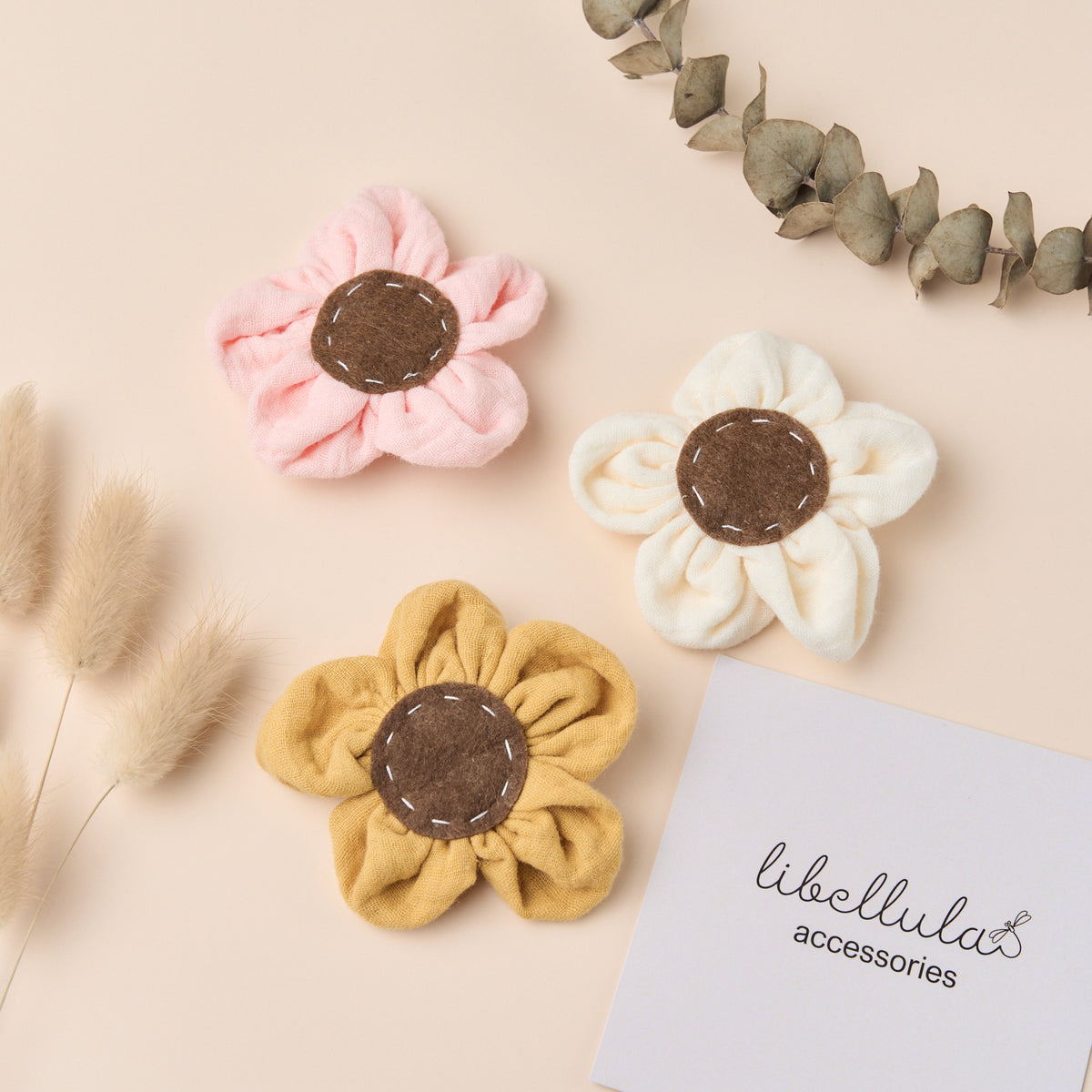 Libellula -  Muslin Fabric Flower Hair Clip