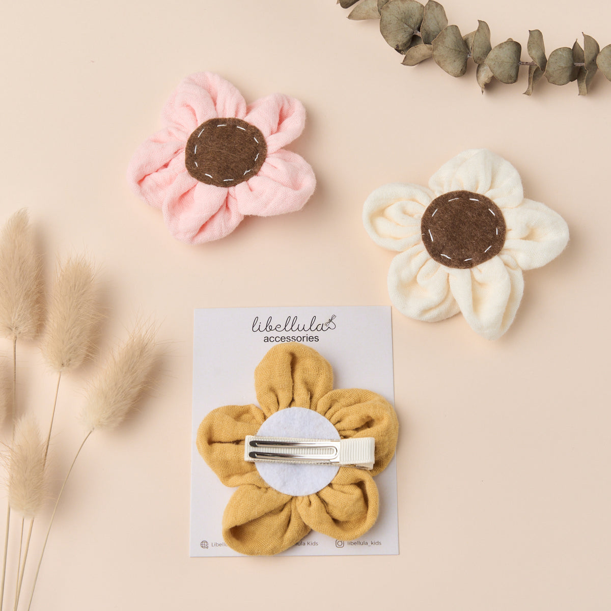 Libellula -  Muslin Fabric Flower Hair Clip