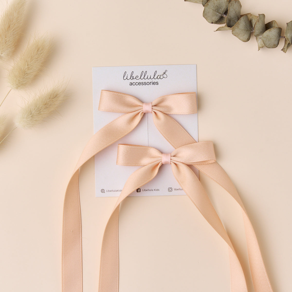 Libellula - Set of Matte Silk Bow Hair Clips, 1.6cm Tail, for Adults