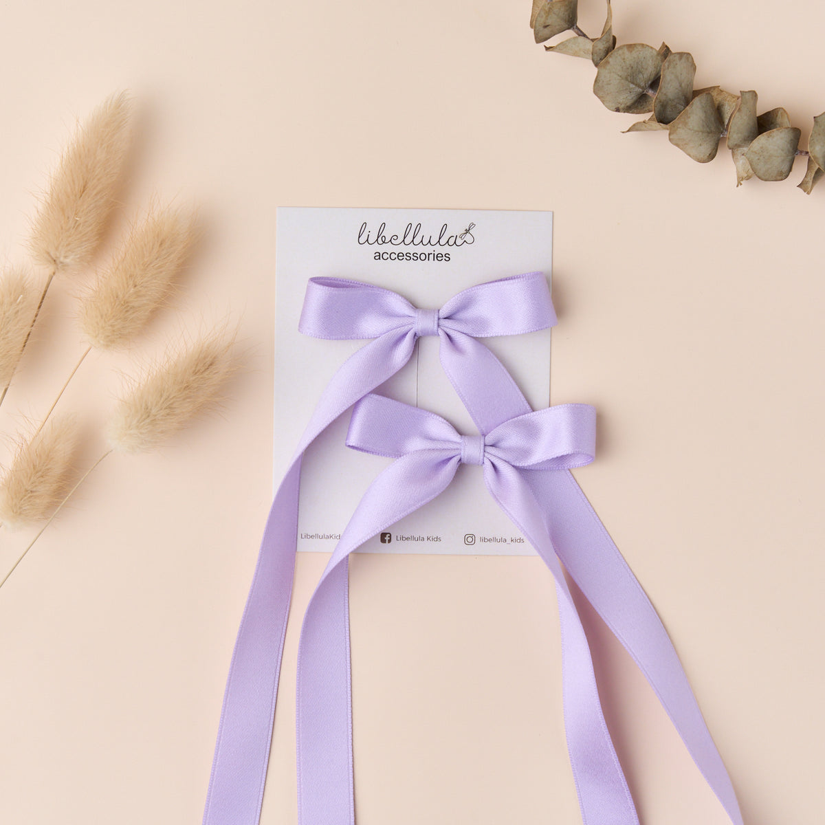 Libellula - Set of Matte Silk Bow Hair Clips, 1.6cm Tail, for Adults