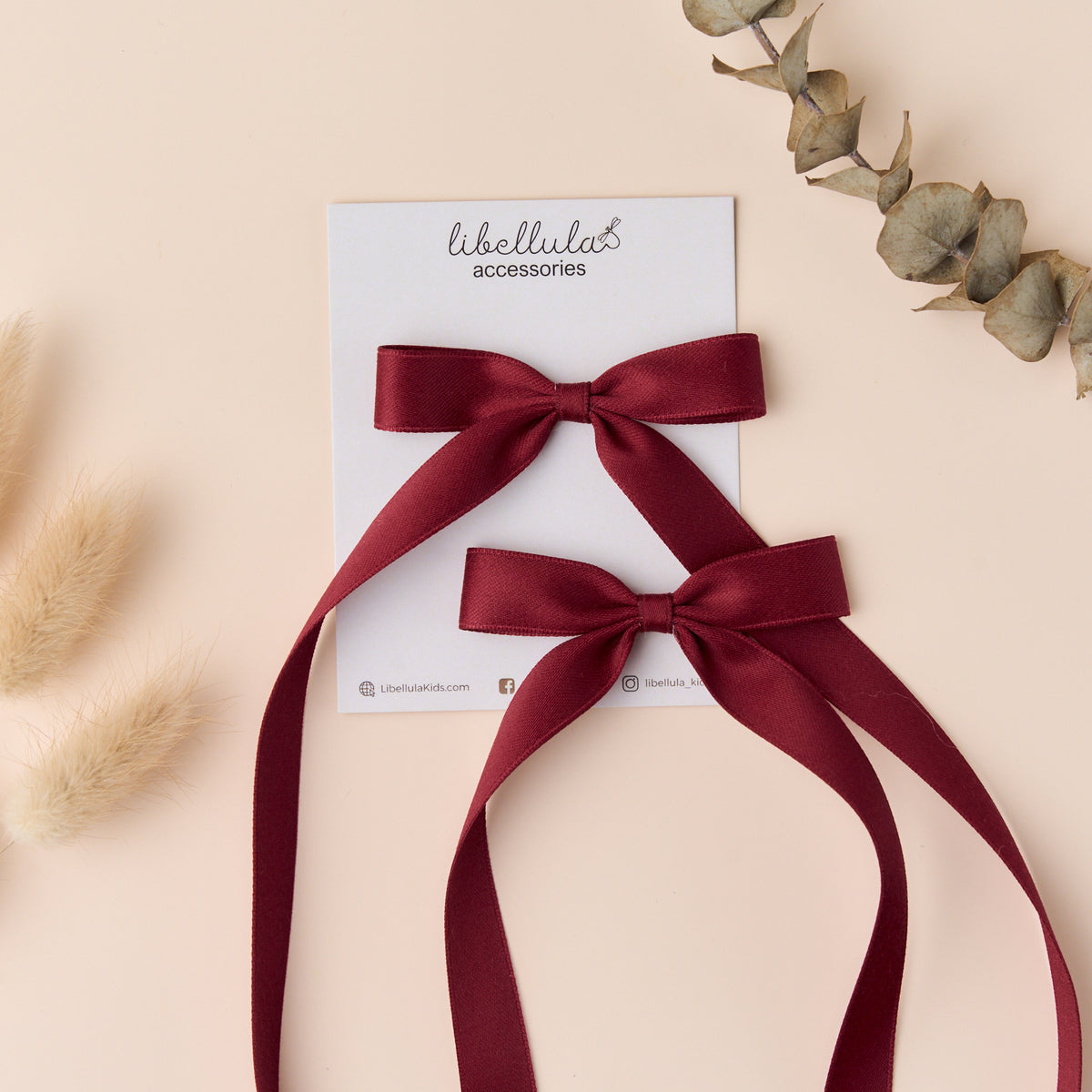 Libellula - Set of Matte Silk Bow Hair Clips, 1.6cm Tail, for Adults