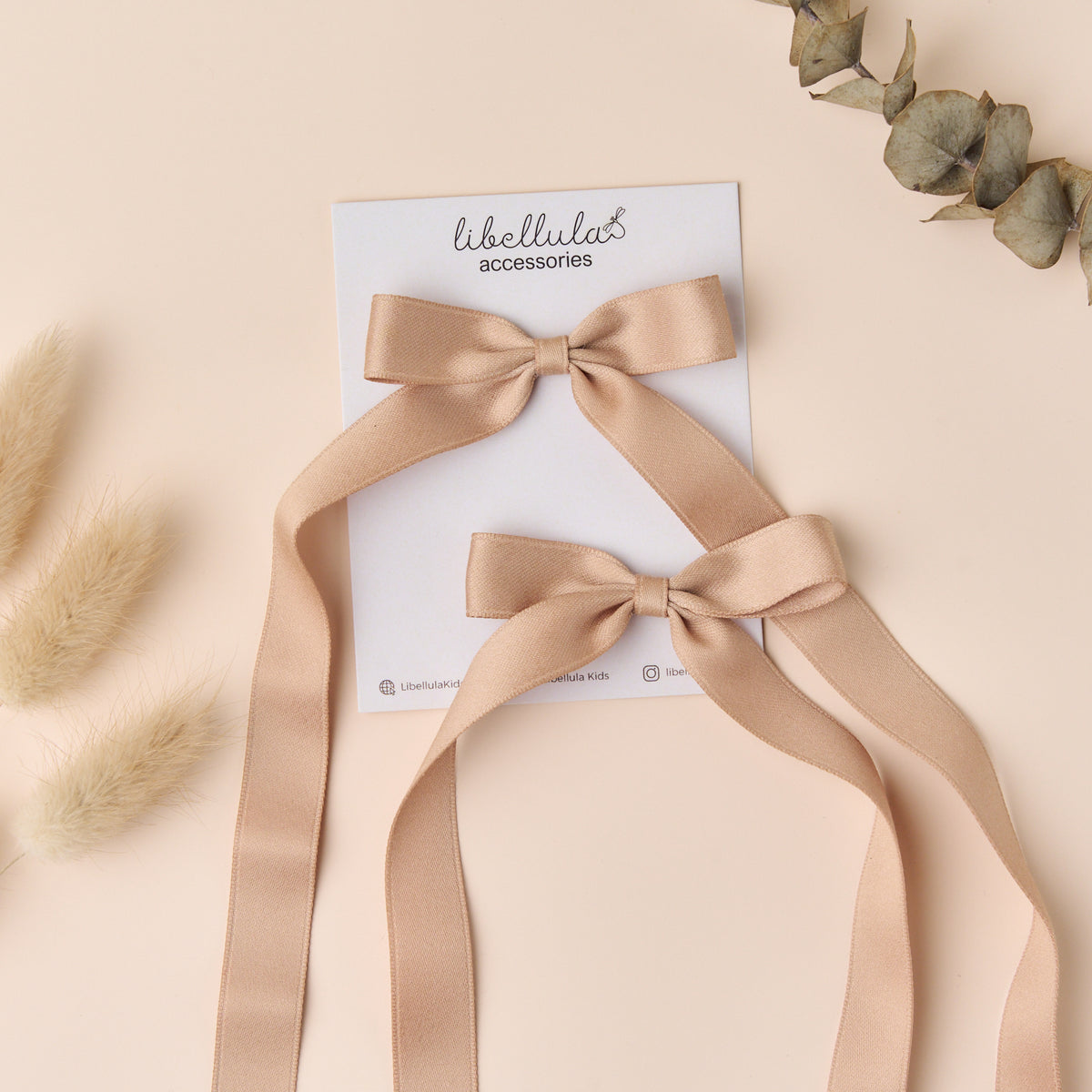 Libellula - Set of Matte Silk Bow Hair Clips, 1.6cm Tail, for Adults