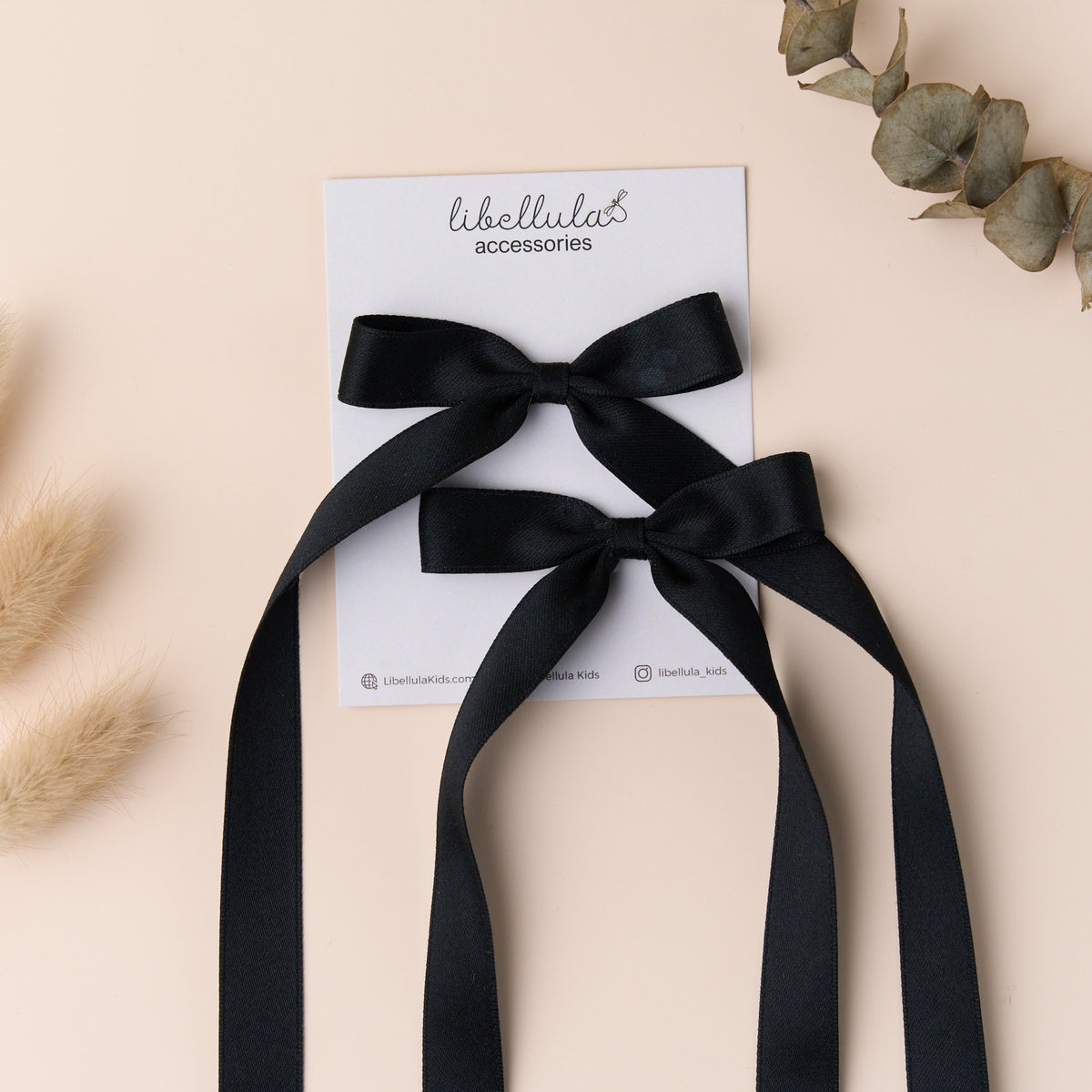 Libellula - Set of Matte Silk Bow Hair Clips, 1.6cm Tail, for Adults