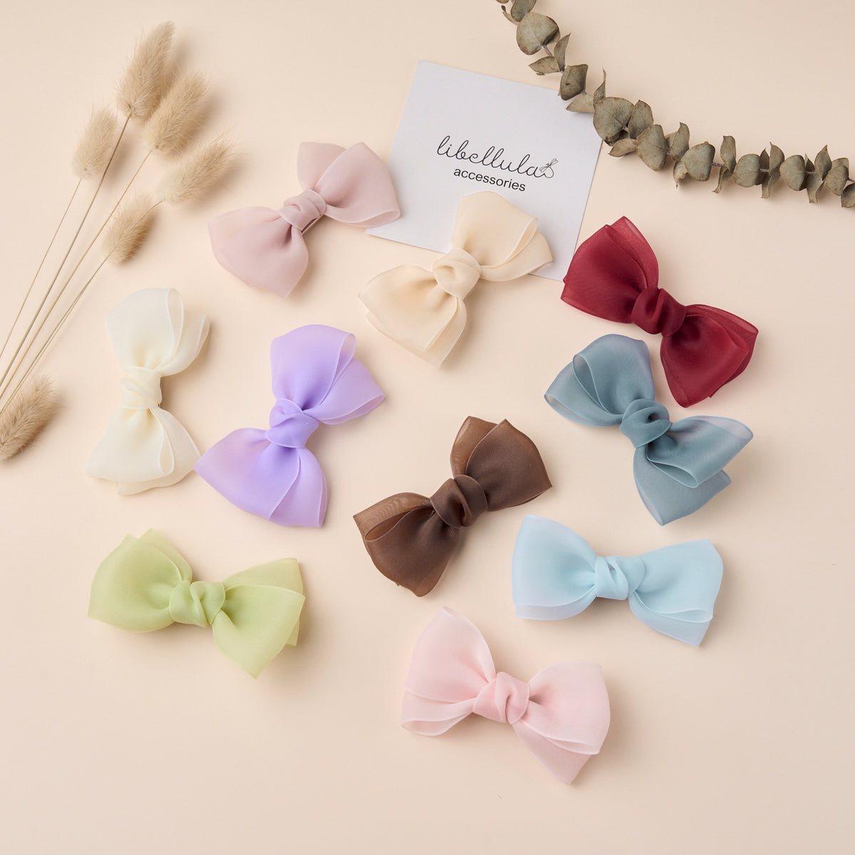 Libellula - Smooth Chiffon Bow Hair Clip in 10 Colors