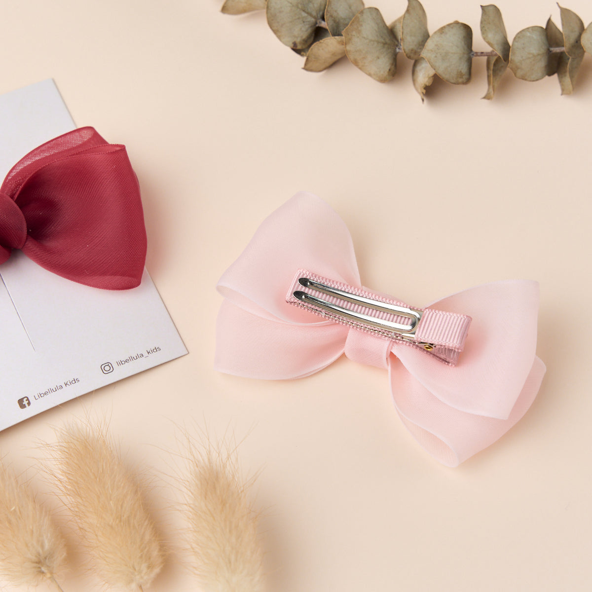 Libellula - Smooth Chiffon Bow Hair Clip in 10 Colors