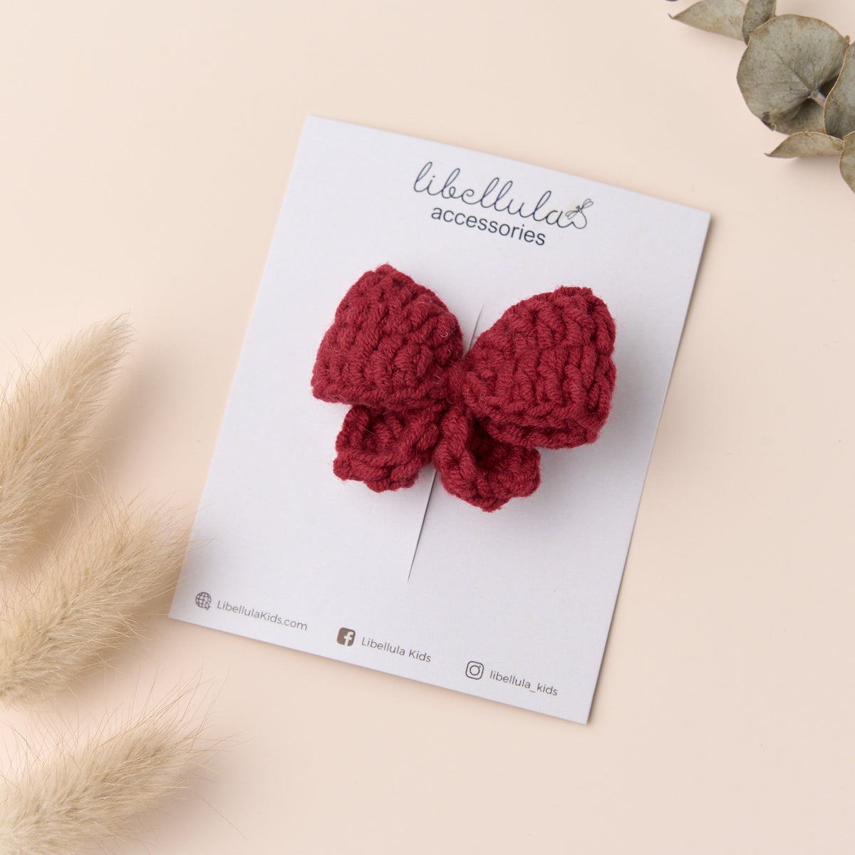 Libellula - Handmade wool hair clip with butterfly wings and bow