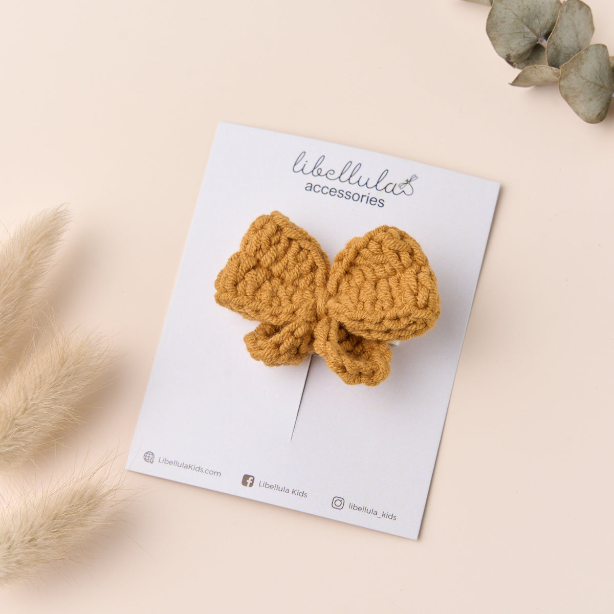 Libellula - Handmade wool hair clip with butterfly wings and bow