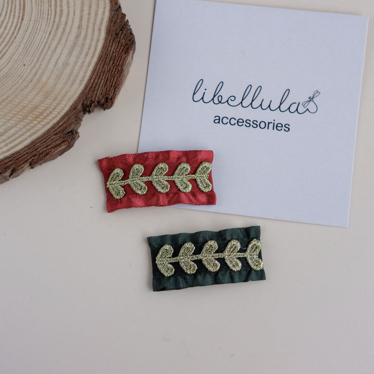 Libellula - Set of 2 Laurel Leaf Snap Hair Clips (5cm)