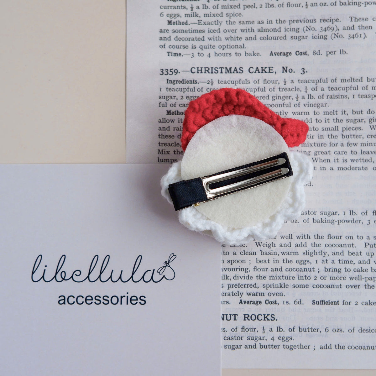 Libellula - Crocheted Santa Hair Clip (5cm Clip)