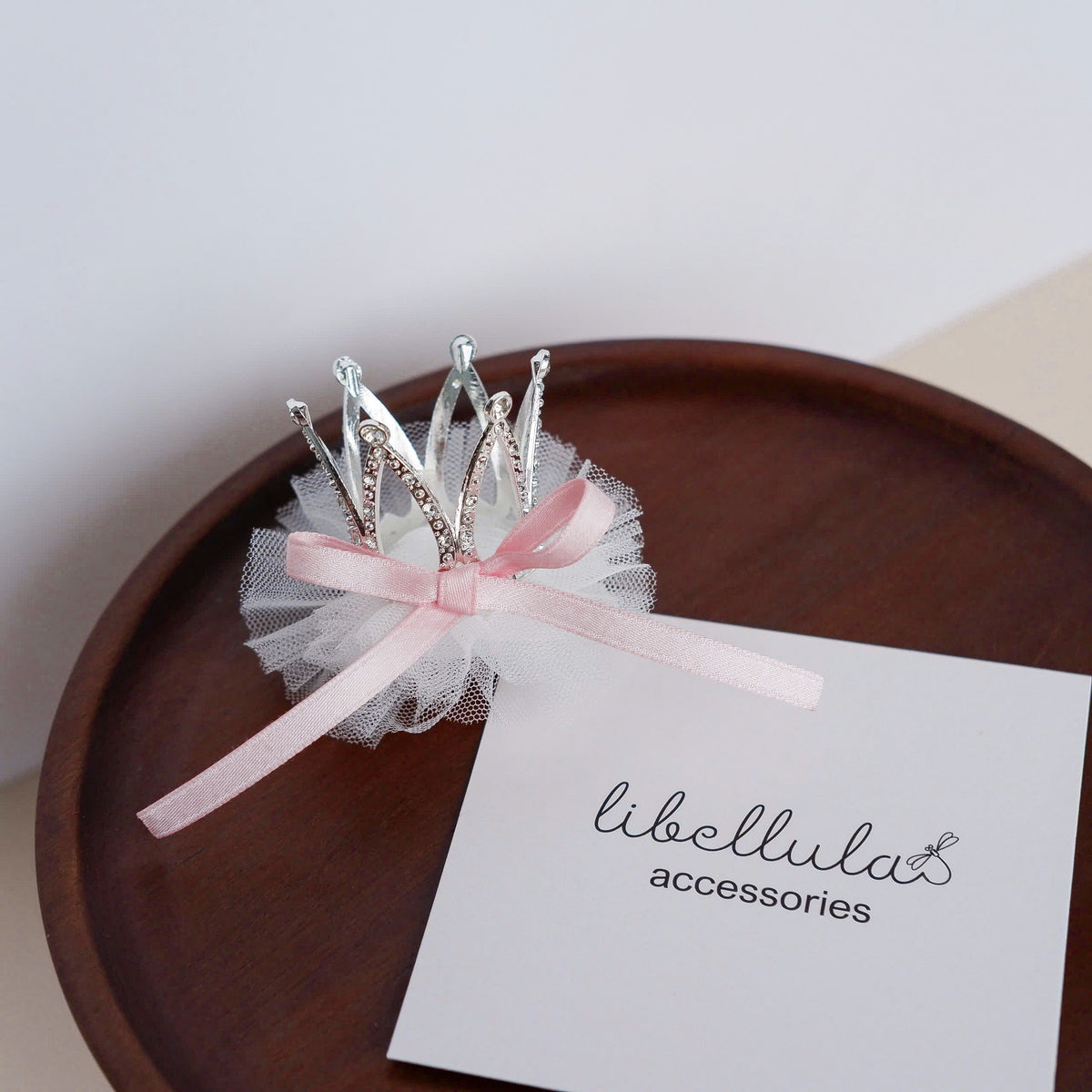 Libellula - Alloy Tiara Hair Clip with Stones and Veil