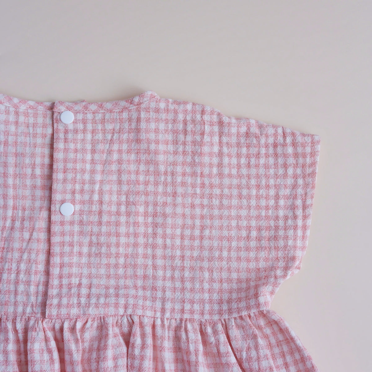 Libellula - Checkered linen dress for baby girls - Autumn whisper collection (Pink)