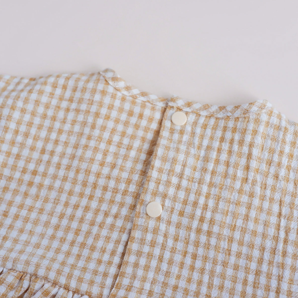 Libellula - Romper in checkered korean linen for babies - Autumn whisper collection (Yellow)