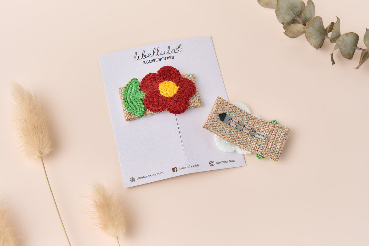 Libellula - Cute handmade crochet flower hair clip