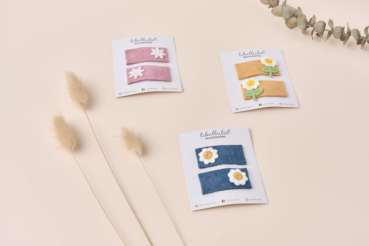 Libellula - Set of 3 Lovely Denim Hairpins for Kids