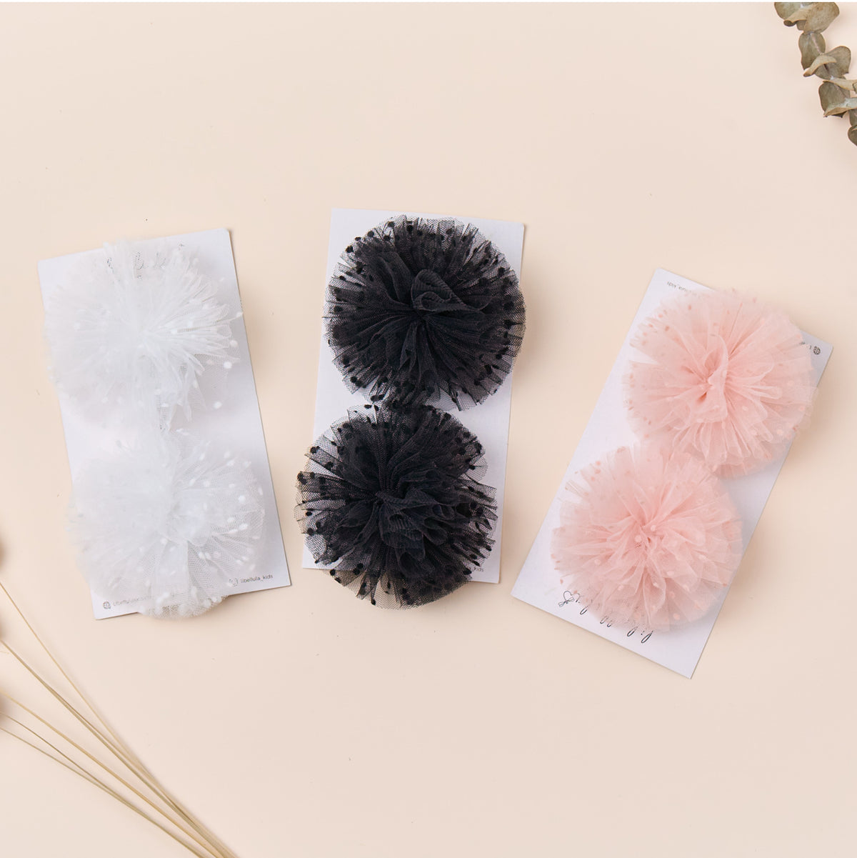 Libellula - Set of Cube-Shaped Bow Hair Clips